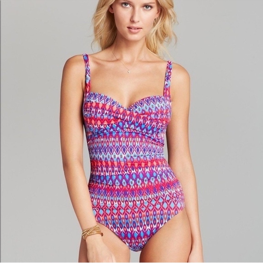La Blanca Santorini Twist Front Sweetheart Cup One-Piece Swimsuit Size 8